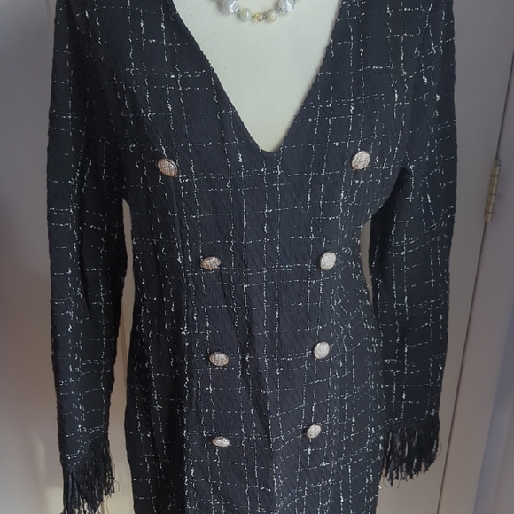 SHEIN Elegant Black and White Tweed Midi Dress - Picture 9 of 12